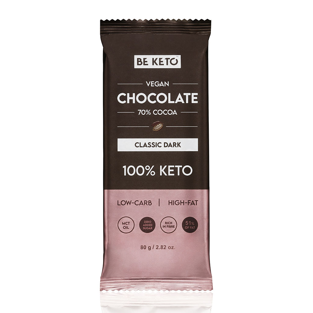 Vegansk Keto-Sjokolade + MCT-Olje – Klassisk Mørk 80g