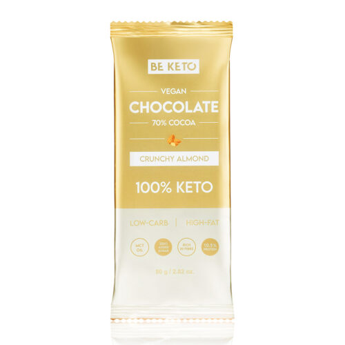 Vegan Keto Chocolate MCT Oil Crunchy Almond 80g BeKeto
