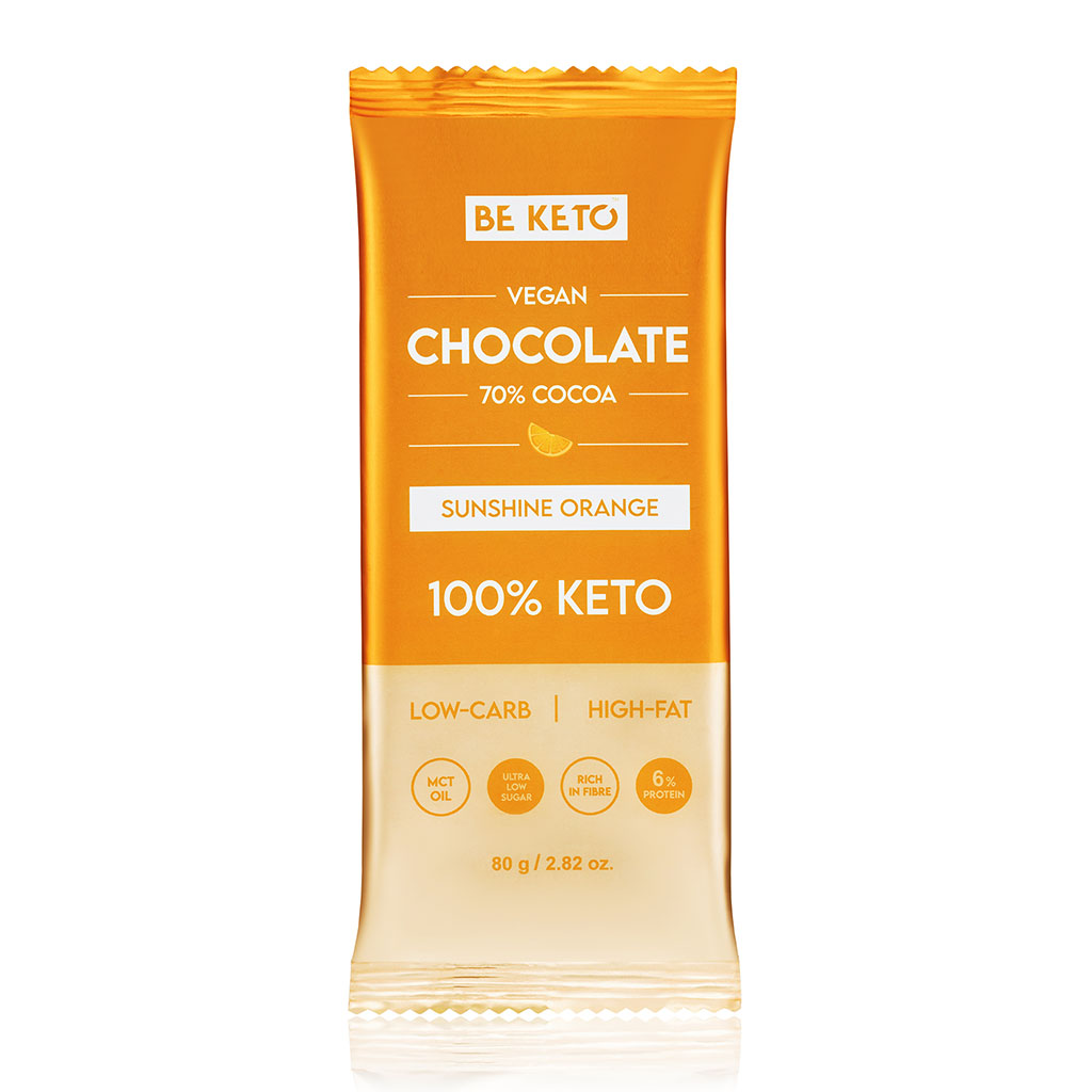 Vegansk Keto-Sjokolade + MCT-Olje – Solskinnsappelsin 80g