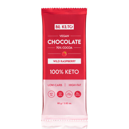 Vegan Keto Chocolate MCT Oil Wild Raspberry 80g BeKeto